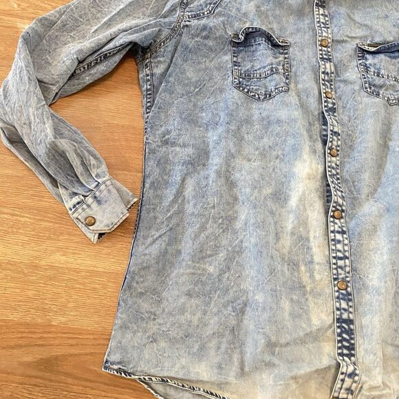 Vintage Artist Shirt 2xl Denim Long Sleeve Button down Workwear distressed - Picture 2 of 12